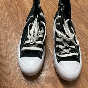 Stylish Black and White High-Top Sneakers